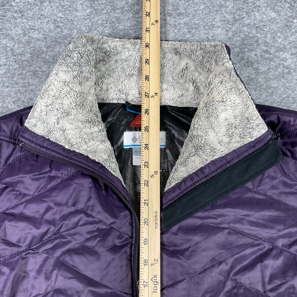 Columbia Puffer Jacket Womens 1X Purple Omni-Heat Interchange Quilted Full Zip - Picture 6 of 13